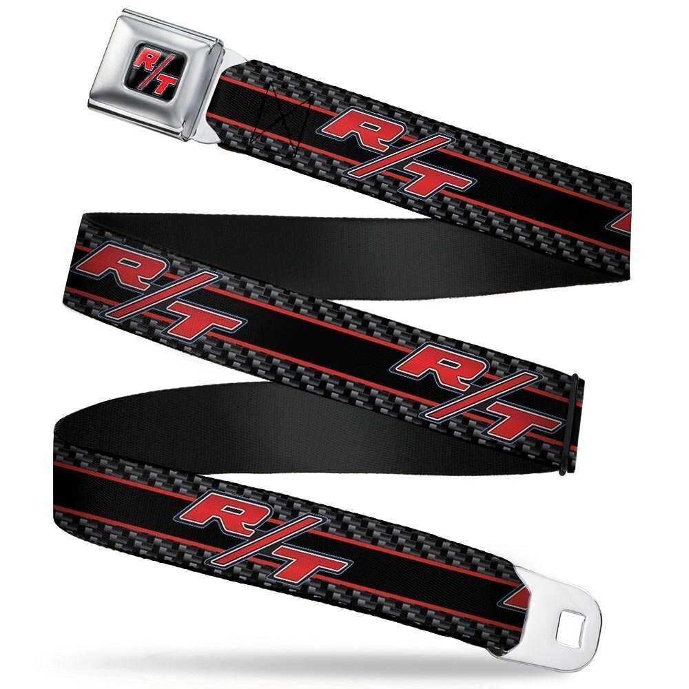 6727 Dodge Belt, Seatbelt Buckle Belt, Dodge Challenger RT Emblem Carbon
